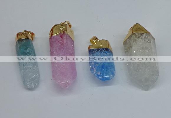 NGP8895 10*35mm - 20*45mm sticks crackle quartz pendants