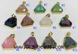 NGP9602 20*20mm faceted plated druzy agate pendants