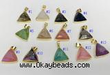 NGP9603 20*20mm faceted triangle plated druzy agate pendants