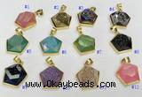 NGP9604 20*20mm faceted pentagon plated druzy agate pendants