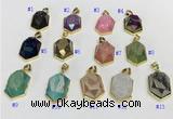 NGP9606 18*25mm faceted hexagon plated druzy agate pendants