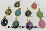 NGP9607 17*22mm faceted oval plated druzy agate pendants