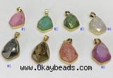 NGP9609 18*25mm faceted teardrop plated druzy agate pendants