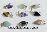 NGP9728 11*15mm arrowhead-shaped  mixed gemstone pendants wholesale