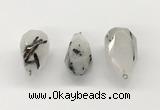 NGP9805 22*35mm - 25*40mm faceted nuggets black rutilated quartz pendants