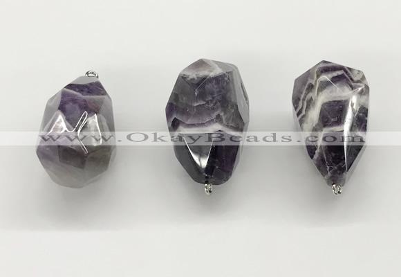 NGP9818 22*35mm - 25*40mm faceted nuggets dogtooth amethyst pendants