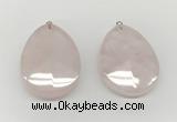 NGP9831 32*42mm - 35*45mm faceted nuggets rose quartz pendants