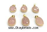 NGP9876 17*22mm faceted oval rose quartz pendant