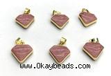 NGP9884 14*16mm faceted pink wooden jasper pendant