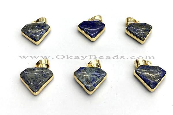 NGP9886 14*16mm faceted lapis lazuli pendant