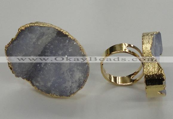 NGR09 25*35mm - 30*40mm freeform blue lace agate gemstone rings