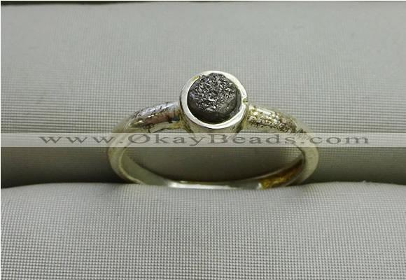 NGR1038 4mm coin plated druzy agate rings wholesale