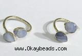 NGR1089 8*10mm faceted flat droplet blue lace agate rings wholesale