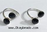 NGR1097 8mm faceted coin  black agate gemstone rings wholesale