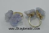 NGR11 15*20mm - 20*25mm nuggets plated druzy quartz rings