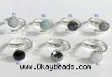 NGR1101 10mm faceted coin  mixed gemstone rings wholesale