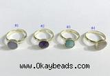 NGR1102 10mm faceted coin  mixed gemstone rings wholesale