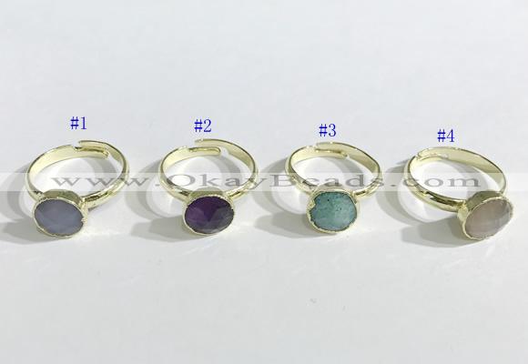 NGR1102 10mm faceted coin  mixed gemstone rings wholesale