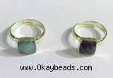 NGR1104 10mm faceted square  mixed gemstone rings wholesale