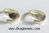 NGR1106 8*10mm faceted flat droplet  mixed gemstone rings wholesale