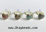 NGR1107 13mm faceted heart  mixed gemstone rings wholesale