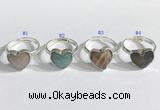 NGR1108 13mm faceted heart  mixed gemstone rings wholesale