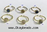 NGR1114 8mm coin  druzy agate gemstone rings wholesale