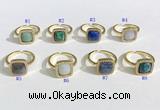 NGR1132 12mm square mixed gemstone gemstone rings wholesale