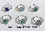 NGR1133 11mm flat round mixed gemstone gemstone rings wholesale