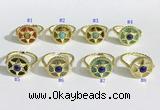 NGR1135 14mm flat round mixed gemstone gemstone rings wholesale