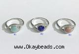 NGR1137 7mm flat round mixed gemstone gemstone rings wholesale