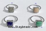 NGR1140 10mm square  mixed gemstone rings wholesale