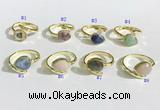 NGR1143 8*10mm faceted flat droplet mixed gemstone rings wholesale