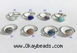 NGR1144 8*10mm faceted flat droplet mixed gemstone rings wholesale