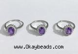 NGR1145 6*8mm faceted oval amethyst gemstone rings wholesale