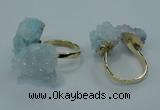 NGR12 15*20mm - 20*25mm nuggets plated druzy quartz rings