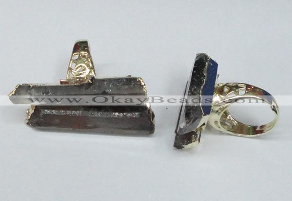 NGR120 12*35mm - 15*40mm faceted nuggets smoky quartz rings