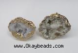 NGR126 30*40mm - 35*45mm freeform plated druzy quartz rings