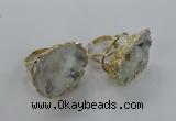 NGR127 30*35mm - 35*40mm freeform plated druzy quartz rings