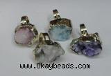 NGR133 18*25mm - 20*25mm freeform plated druzy quartz rings