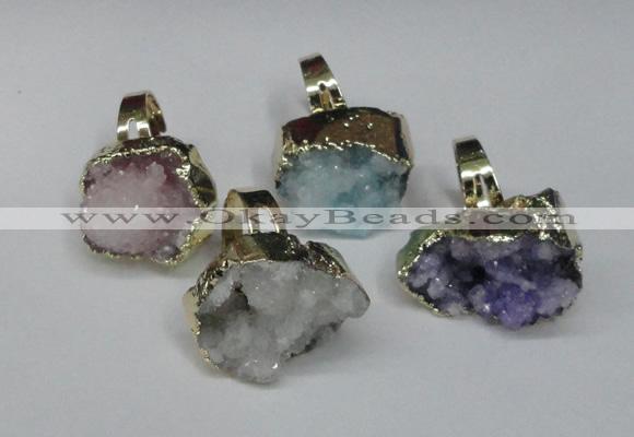 NGR133 18*25mm - 20*25mm freeform plated druzy quartz rings