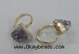 NGR135 15*20mm - 18*25mm freeform plated druzy amethyst rings