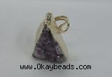 NGR137 25*30mm triangle plated druzy amethyst rings wholesale