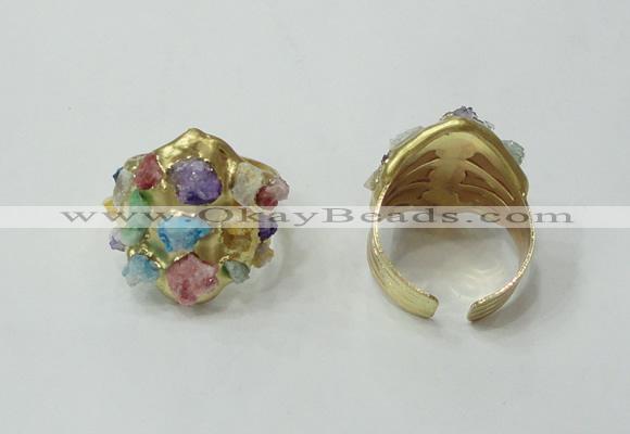 NGR173 20*25mm druzy agate gemstone rings wholesale