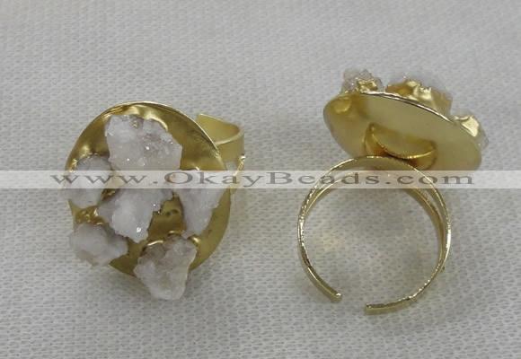 NGR175 25*30mm druzy agate gemstone rings wholesale