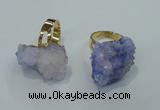 NGR18 18*25mm - 25*30mm nuggets plated druzy quartz rings