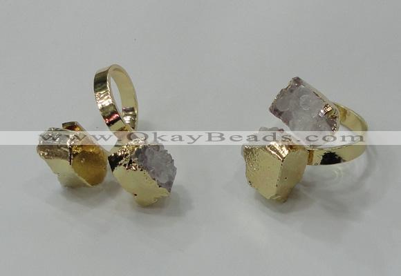 NGR185 8*10mm - 12*14mm freeform druzy agate gemstone rings