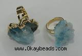 NGR19 18*25mm - 25*30mm nuggets plated druzy quartz rings