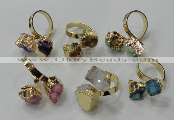 NGR191 8*10mm - 12*14mm freeform druzy agate gemstone rings