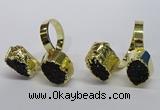 NGR192 10*14mm - 15*20mm oval druzy agate gemstone rings